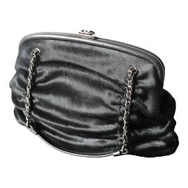Bolsa de couro e pelo de cavalo preto da Chanel Preto
