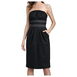 Diane Von Furstenberg Black Strapless Wool Viscose Dress Black