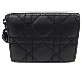 Christian Dior Black Calfskin Card Case Black