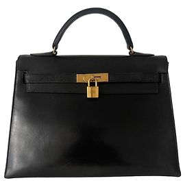 Borsa Hermès Kelly 32 in pelle box nera Nero