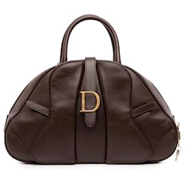 Dior-Dior Brown Calfskin Double Saddle Bowler Bag-Brown,Dark brown