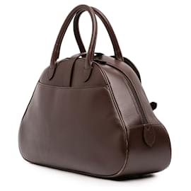 Dior-Dior Brown Calfskin Double Saddle Bowler Bag-Brown,Dark brown