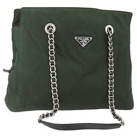 Prada Re-Edition 1995 Bolsa de Corrente Matelassada em Re-Nylon Pequena Caqui