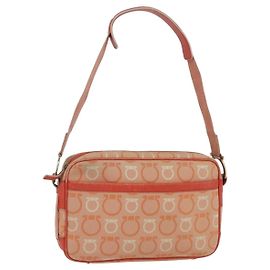 Bolsa de Ombro Gancini em Lona Salvatore Ferragamo Laranja