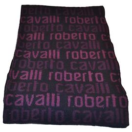 Cachecol de lã Roberto Cavalli rosa e roxo escuro Rosa Roxo escuro