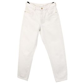 Jeans blancos de cintura alta de algodón Brunello Cucinelli Blanco
