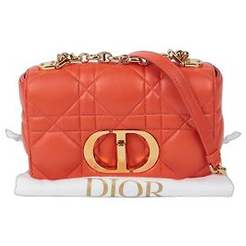 Dior Bolsa de Ombro Caro Chain Pequena Laranja