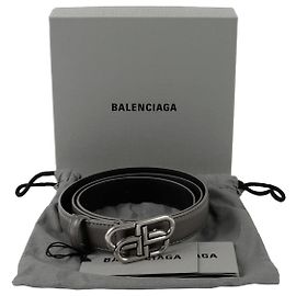 Balenciaga Bb Logo Thin Belt Black