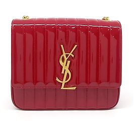 Sac Vicky Large en cuir verni Saint Laurent Noir