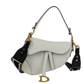 Dior-Saddle Strap Shoulder Bag-White
