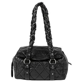 Chanel Bolsa Tote Bowling com Corrente Preto