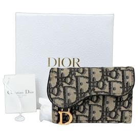 Dior-Oblique Saddle Flap Cardholder-Blue