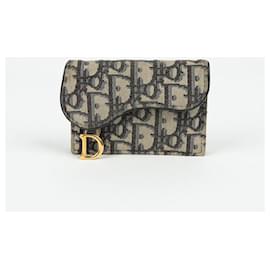 Dior-Oblique Saddle Flap Cardholder-Blue