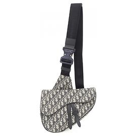 Borsa a mano Dior Saddle Bag Oblique Christian Dior Nero Beige