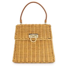 Borsa a mano Gancini Basket Salvatore Ferragamo Marrone Beige