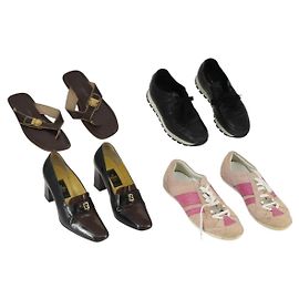 Christian Dior LOUIS VUITTON FENDI PRADA Shoes Leather 4 Set Black Auth ti3579 Brown Black Pink