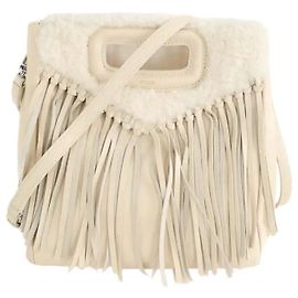 Maje Bolsa de ombro de couro bege Bege