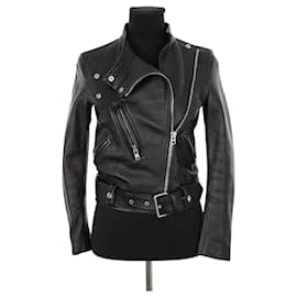 Acne Black leather jacket Black