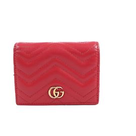 Gucci GG Marmont 466492 Leather Compact Wallet Red Red