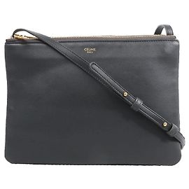 Céline Celine Trio Große Leder Umhängetasche in Grau Grau
