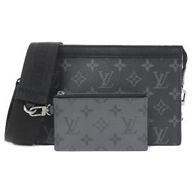 Louis Vuitton Monogram Eclipse Reverse Gaston Wearable Wallet Shoulder Bag Black Grey