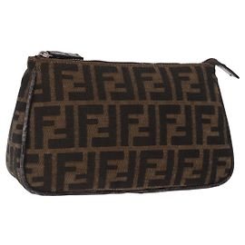 FENDI Zucca Canvas Tasche Schwarz Braun Auth ti3589 Braun Schwarz