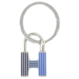 Chaveiro Hermès Cadena Quiz Rainbow Prata Azul