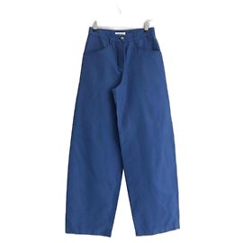 Jeans de algodón/seda de pierna de barril Chanel Resort 2012 Azul