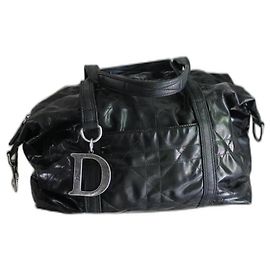 Bolsa Dior em couro preto e lona matelassada Preto
