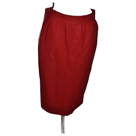 Falda midi de lana roja Gianni Versace Roja