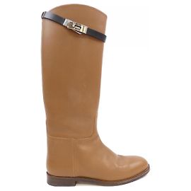 Botas longas em couro box calf Hermès Marrom