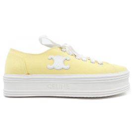 Céline Tênis de lona e couro de bezerro Celine Amarelo