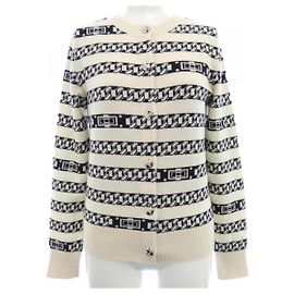 Chanel Cashmere Cardigan Black White