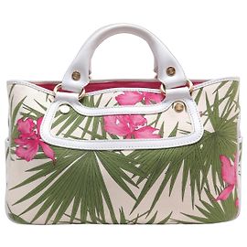 Céline BOLSO VINTAGE CELINE BOOGIE FLORES TROPICALES CANVAS Blanco