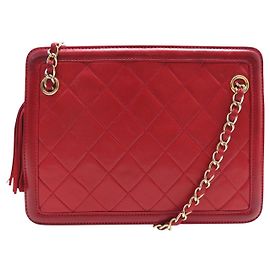 BOLSO DE MANO CHANEL CAMERA VINTAGE DE CUERO QUILTED ROJO Roja