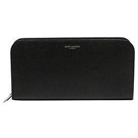 Yves Saint Laurent Saint Laurent Full Zip Wallet Leather Long Wallet Black