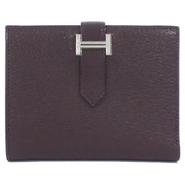 Billetera Compacta Chevre Béarn de Hermès Castaño