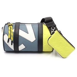 Louis Vuitton Leder Polochon Schultertasche Blau