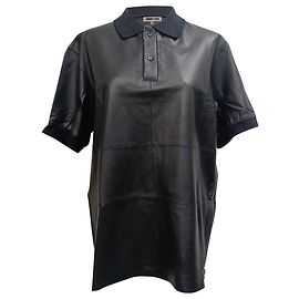 Polo in pelle nera McQ di Alexander McQueen Nero