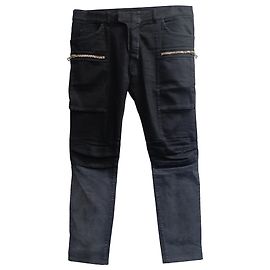 Balmain Gradient Biker Jeans aus schwarzer Baumwolle Schwarz