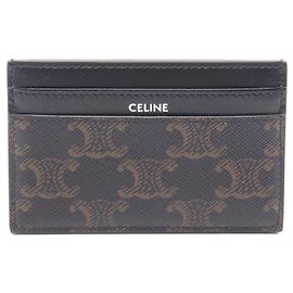 Céline Celine Medium Card Holder Leather PVC Black