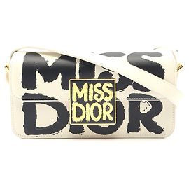 Sac à épaule en cuir Miss Dior Blanc