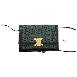 Céline Bolsa de Ombro em Lã e Couro Celine C Macadam Marrom