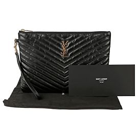 Saint Laurent Pochette pour tablette Monogram Noir