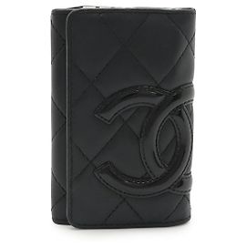 Chanel Cambon Line Key Case Patent Leather Black