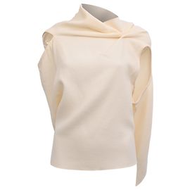 Top Eugene en crêpe à dos ouvert en laine crème de Roland Mouret Blanc Écru