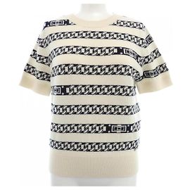 Chanel Kaschmir-Strickoberteil Schwarz Weiß
