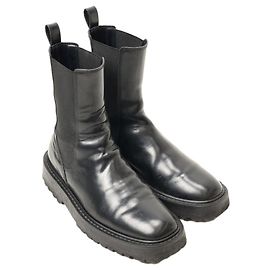 Dries Van Noten Black Leather Ankle Boots Black
