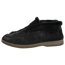 Loro Piana Open Walk Fur Lined Ankle Boots Black Black