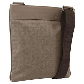 Bolsa de Ombro Gancini em Couro Salvatore Ferragamo Bege